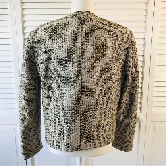 CARLISLE Beige Black Tweed Silk Blend Blazer Size 14 - Picture 6 of 10